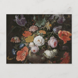 Abraham Mignon - Stillleben mit Blume und Wette Postkarte