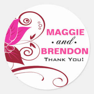 Abraxas Abstrakt Floral Vielen Dank fuschia oxbloo Runder Aufkleber