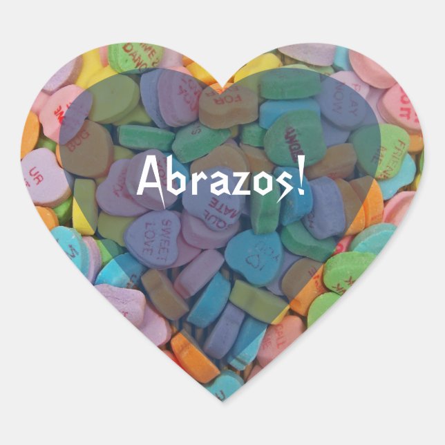 Abrazos-Candy Hearts - Sprich es auf Spanisch Herz-Aufkleber (Vorderseite)