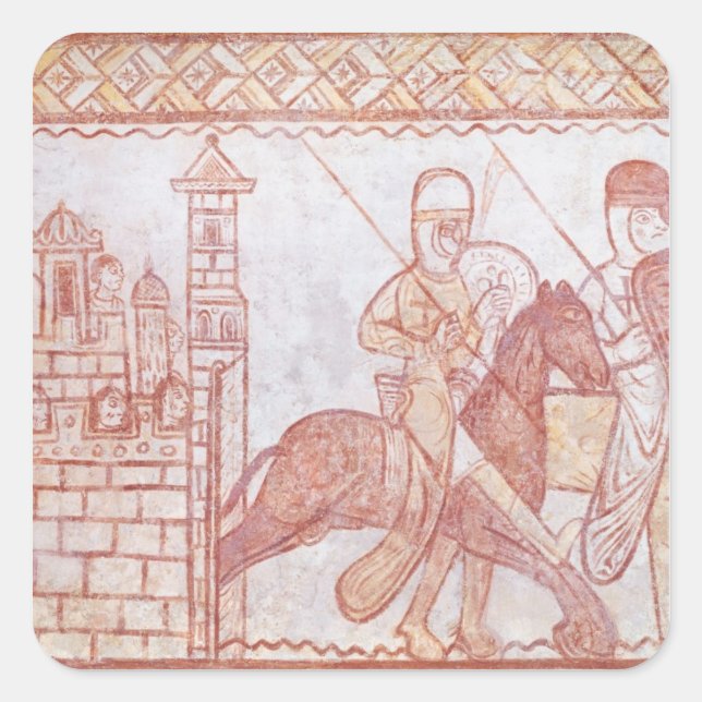 Abreise der Kreuzfahrer Quadratischer Aufkleber (Vorderseite)