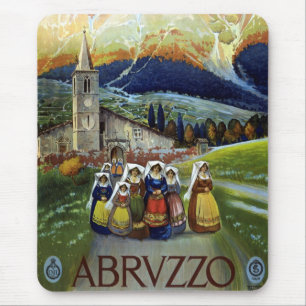 Abruzzen Italien Vintage-Reiseplakat Kunst mit Fra Mousepad