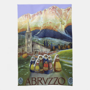 Abruzzen Italien Vintage Reiseposter Kunst mit Fra Geschirrtuch