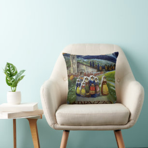 Abruzzen Italien Vintage Reiseposter Kunst mit Fra Kissen