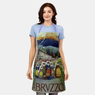 Abruzzen Italien Vintage Reiseposter Kunst mit Fra Schürze