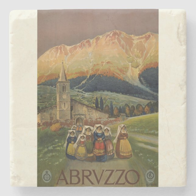 Abruzzo Italien Vintage Poster Steinuntersetzer (Vorderseite)