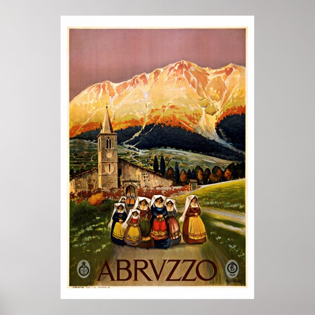 Abruzzo Italien Vintage Travel Poster (Vorne)