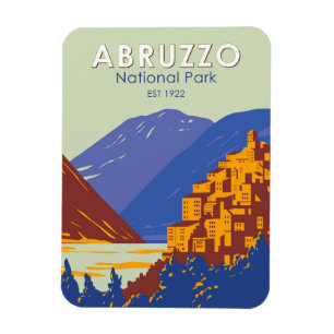 Abruzzo Nationalpark Italien Reise Kunst Vintage Magnet