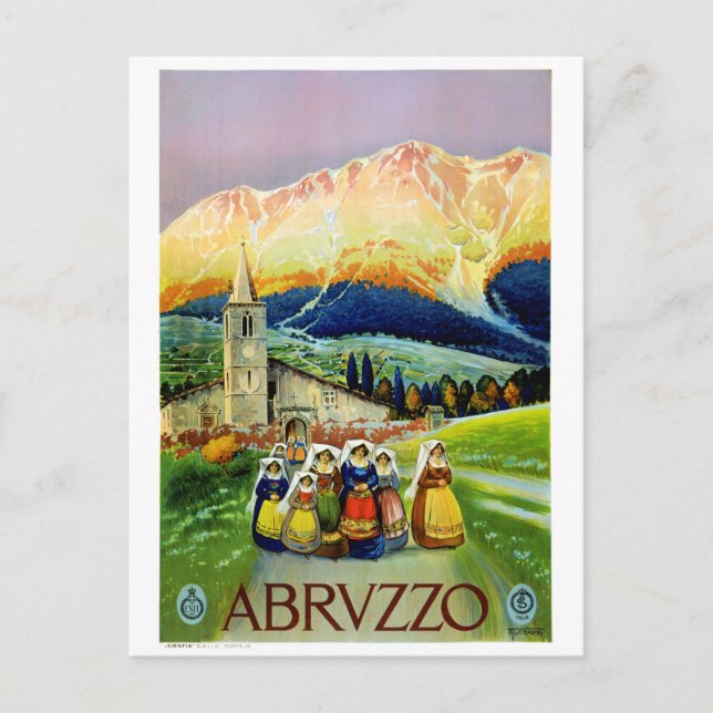 Abruzzo Vintage Travel Poster Zurück Postkarte (Vorderseite)