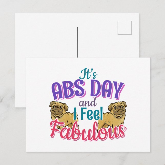 Abs Day Core Workout - Mops Dog Lover Postkarte (Vorne/Hinten)