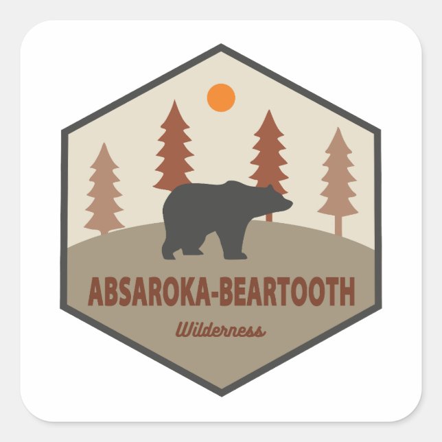 Absaroka - Bärenzahn Wilderness Bär Quadratischer Aufkleber (Vorderseite)