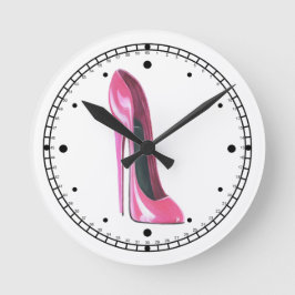 Absatz-rosa Stilettschuh-Kunst Wanduhr
