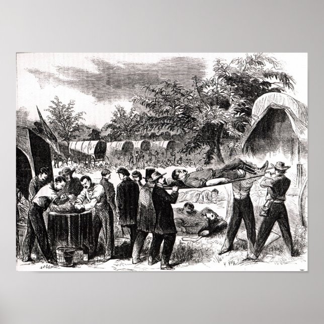 Abschiebung der Verwundeten nach dem Antietam Poster (Vorne)