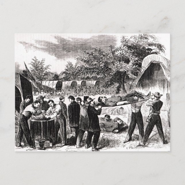 Abschiebung der Verwundeten nach dem Antietam Postkarte (Vorderseite)