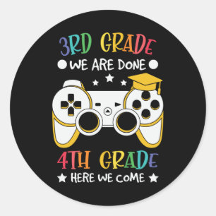 Abschied 3. Klasse, Hallo 4. Klasse Gamer-Kinder-G Runder Aufkleber