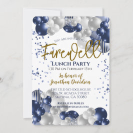 Abschied Goodbye Retirement Blue Silver Gold Einladung