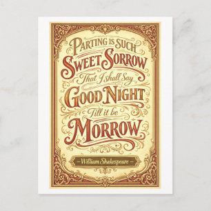 "Abschied ist so süße Pein" Shakespeare Postkarte