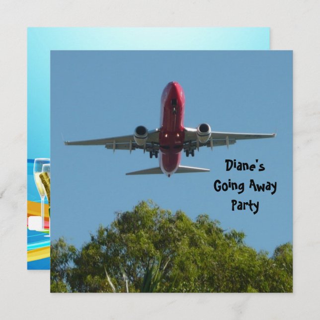 Abschied Party Einladung Flugzeug Good Bye (Vorne/Hinten)