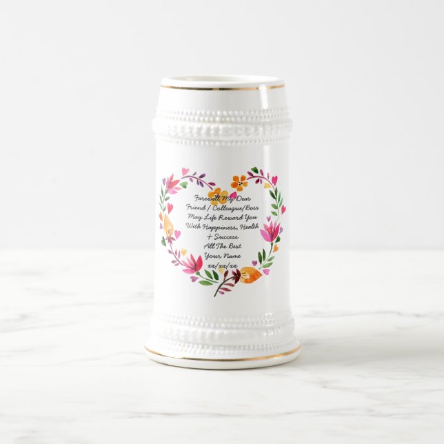 Abschiedlich Verlassend Tasse Blätter Eigenes Text (Mittel)