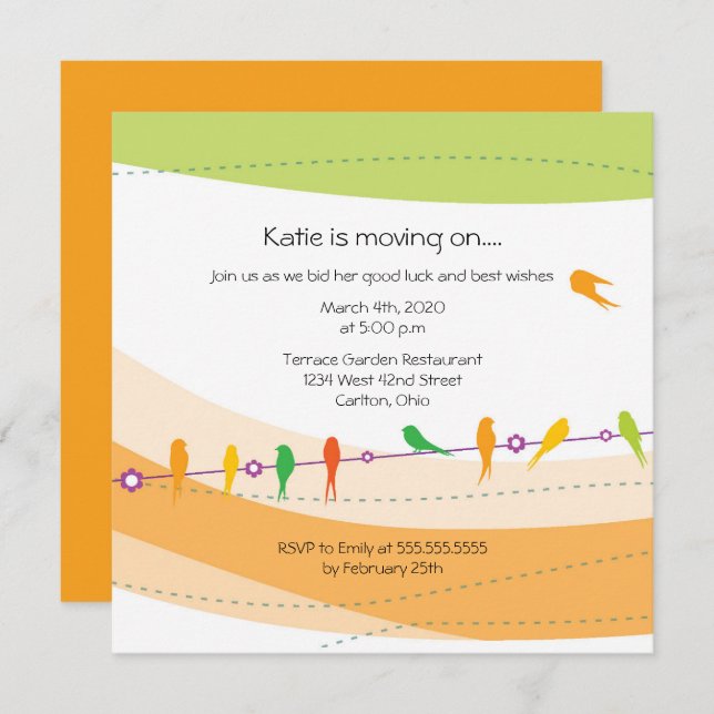 Abschiedliche Party Einladungen (Vorne/Hinten)