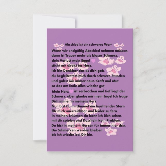 Abschieds Gedicht (Vorderseite)