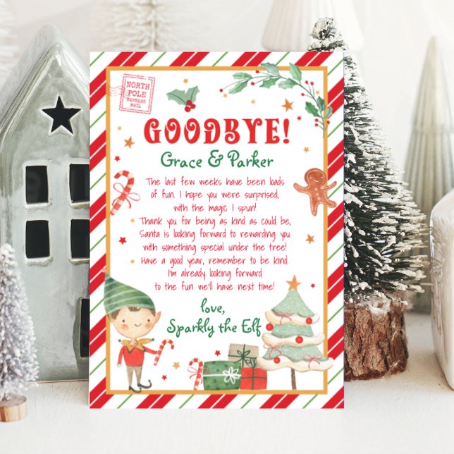 Abschiedsbrief von Ihrem Weihnachtself Einladung (Letter from your Christmas Elf. Personalize your Christmas Elf letter, download and print from home.)