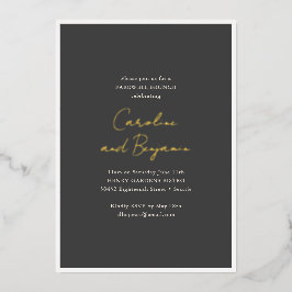 Abschiedsbrunch Hochzeit Gold Schrift Namen Schwar Folieneinladung