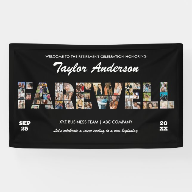 Abschiedsfoto-Collage Party Sozialarbeiterruhestan Banner (Horizontal)