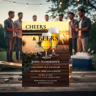 Abschiedsgruß und Bier Junggesellenabschied Einlad Einladung
