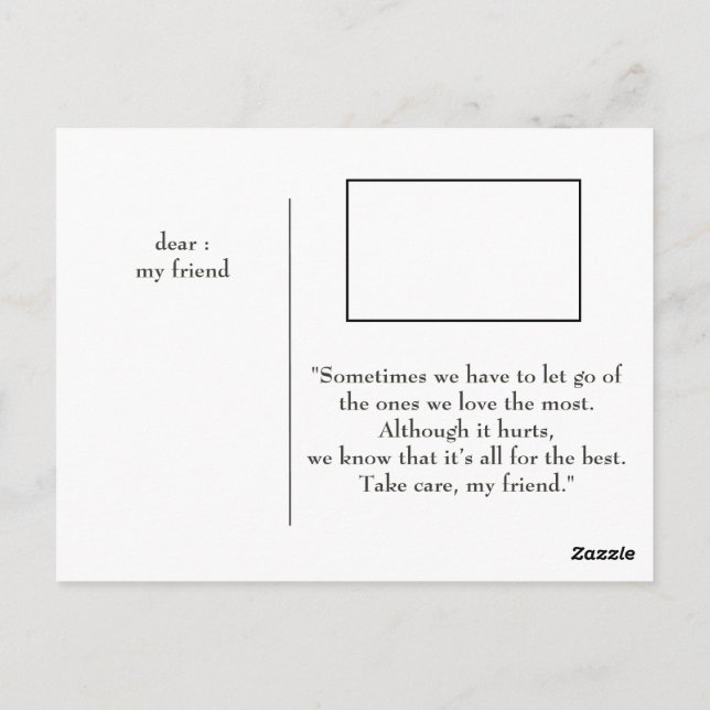 Abschiedskarten für Ihren Freund Postkarte (Rückseite)