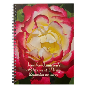 Abschiedsparty-Gästebuch Rot /Goldene Rose Makro Notizblock