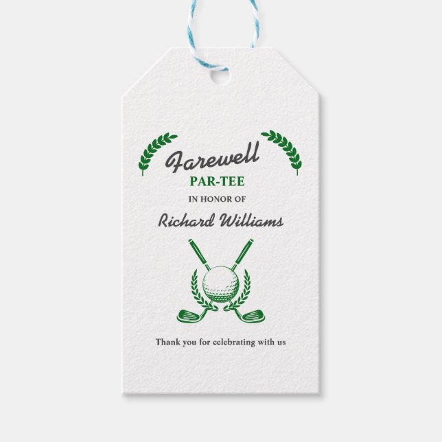 Abschiedsruhe Golf Club Wreath Themed Party Geschenkanhänger (Vorderseite)