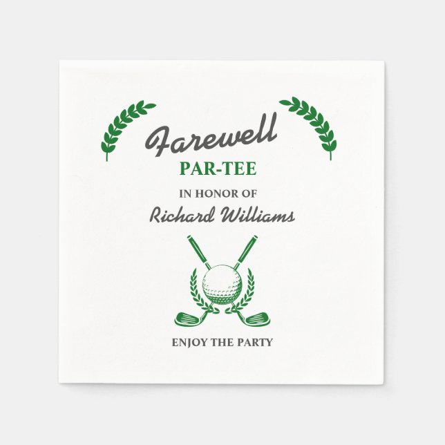 Abschiedsruhe Golf Club Wreath Themed Party Serviette (Vorderseite)