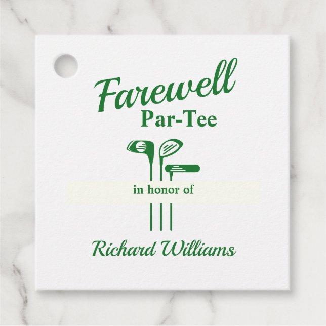 Abschiedsruhestand Golf Clubs Themenparkplatz Par  Geschenkanhänger (Vorderseite)