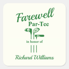 Abschiedsruhestand Golf Clubs Themenparkplatz Par  Quadratischer Aufkleber