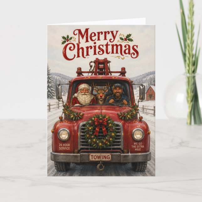 Abschleppwagen-Geschäft Weihnachtskarte Feiertagskarte (Vorderseite)
