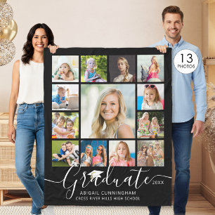 Abschluss 13 Foto-Collage Schrift individuell anpa Fleecedecke