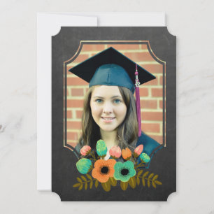Abschluss 2015 Vielen Dank Chalkboard Floral Einladung