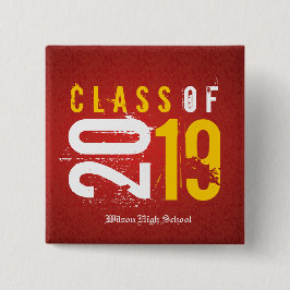 Abschluss 2019: Artistic Red and Yellow Class Button