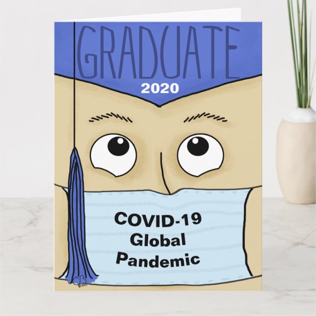 Abschluss 2020 während der COVID-19 Male Graduate  Karte (Vorderseite)