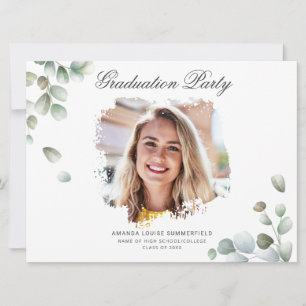 Abschluss 2022 Eukalyptus Succulent Greenery Grad Einladung