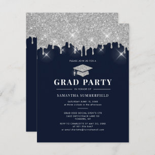Abschluss 2022 Glitzer Silver Sparkle Grad Party Einladung