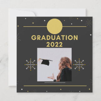Abschluss 2022 Party Topper Black Gold Stars Einladung