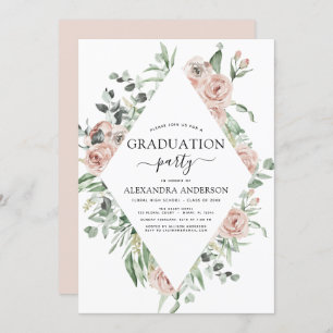 Abschluss 2022 Rosa Blumengrün Einladung