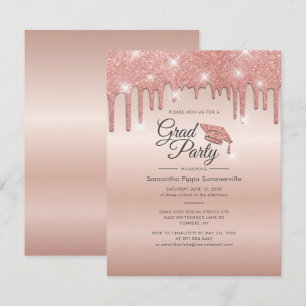 Abschluss 2022 Rose Gold Glitzer Grad Party Einladung