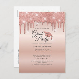 Abschluss 2022 Script Rose Gold Modern Grad Party Einladungspostkarte