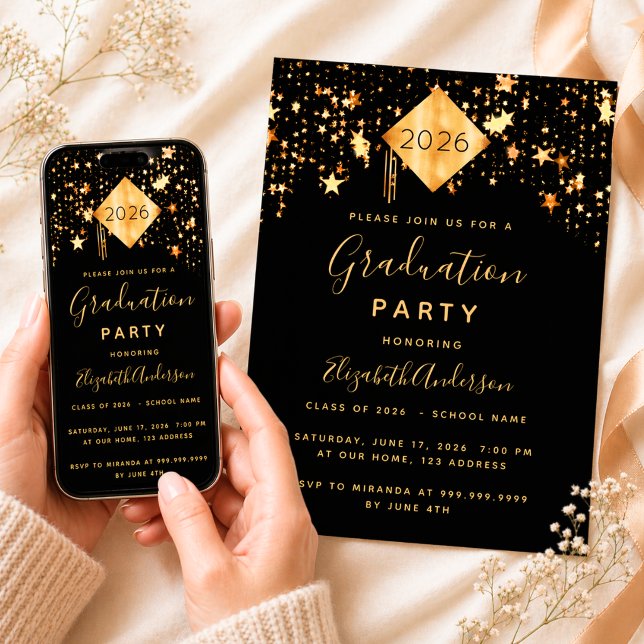 Abschluss 2023 Party Oberer Goldstern Einladung (Von Creator hochgeladen)