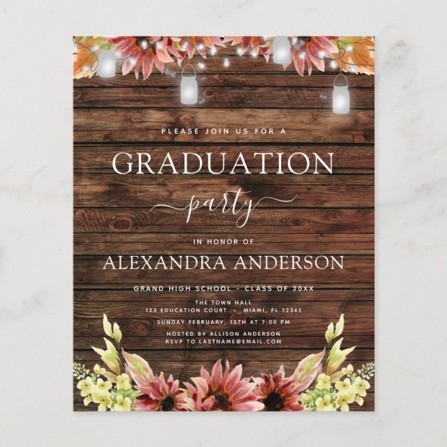 Abschluss 2023 Rustikale Holzsonnenblume (Vorderseite)