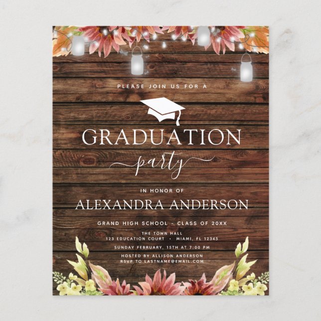 Abschluss 2023 Rustikale Holzsonnenblume Flyer (Vorne)