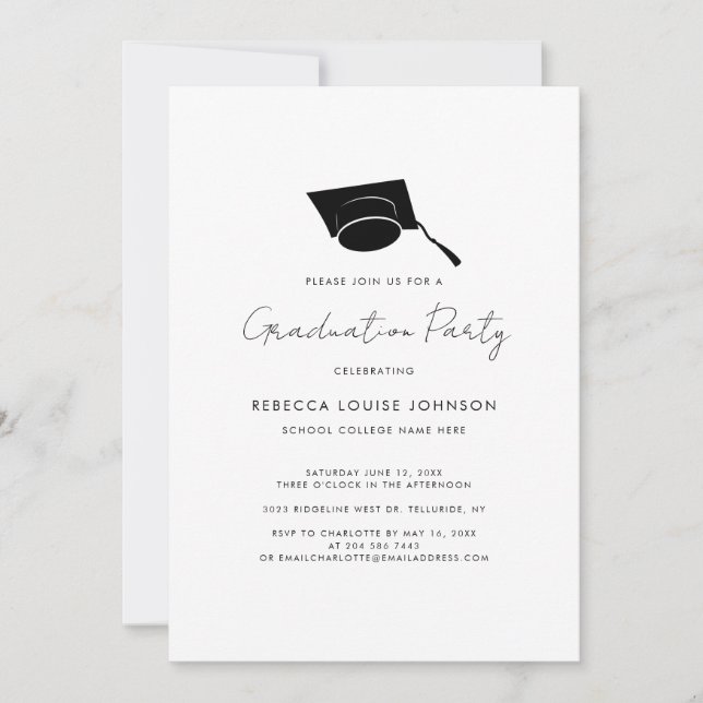 Abschluss 2023 Script Stripes Elegant Grad Party Einladung (Vorderseite)