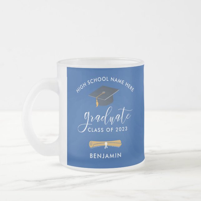 Abschluss 2024 Blue Personalisiert Graduate Mattglastasse (Links)